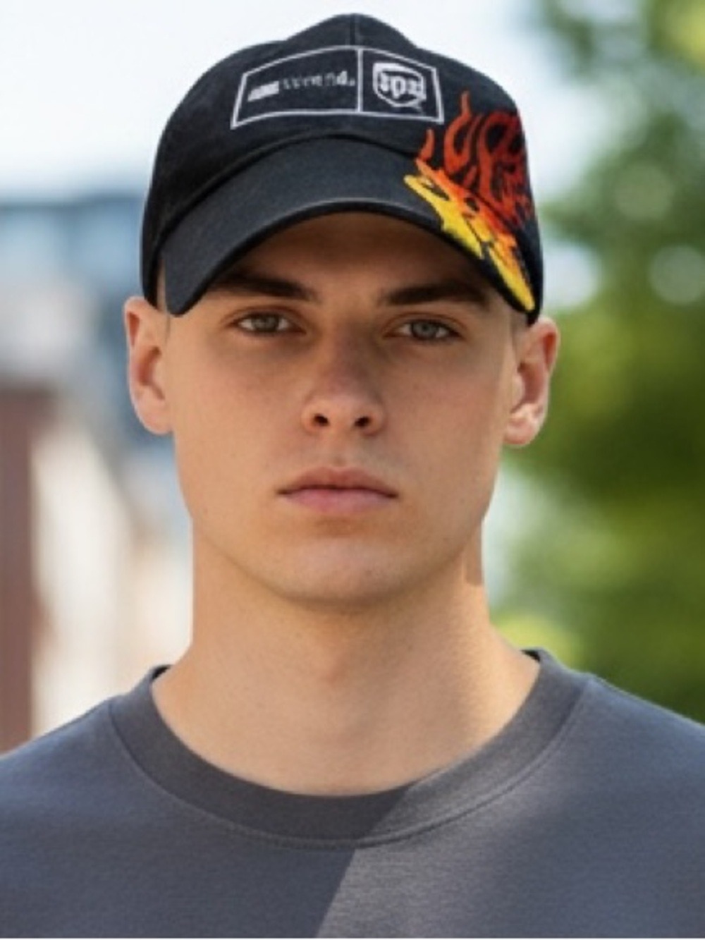 90s NASCAR UPS FLAMES EMBROIDERED DISTRESSED BALL CAP SPONSORED PROMOTIONAL